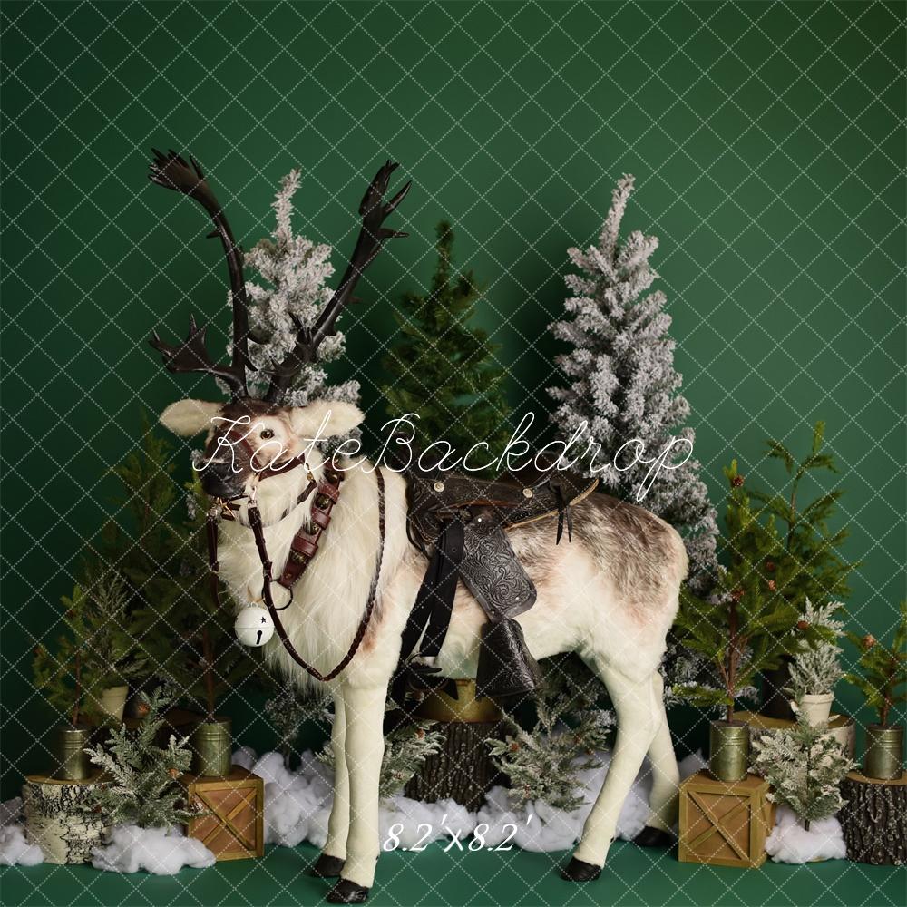 Kate Winter Reindeer on Green Backdrop Designed by Mandy Ringe Photography