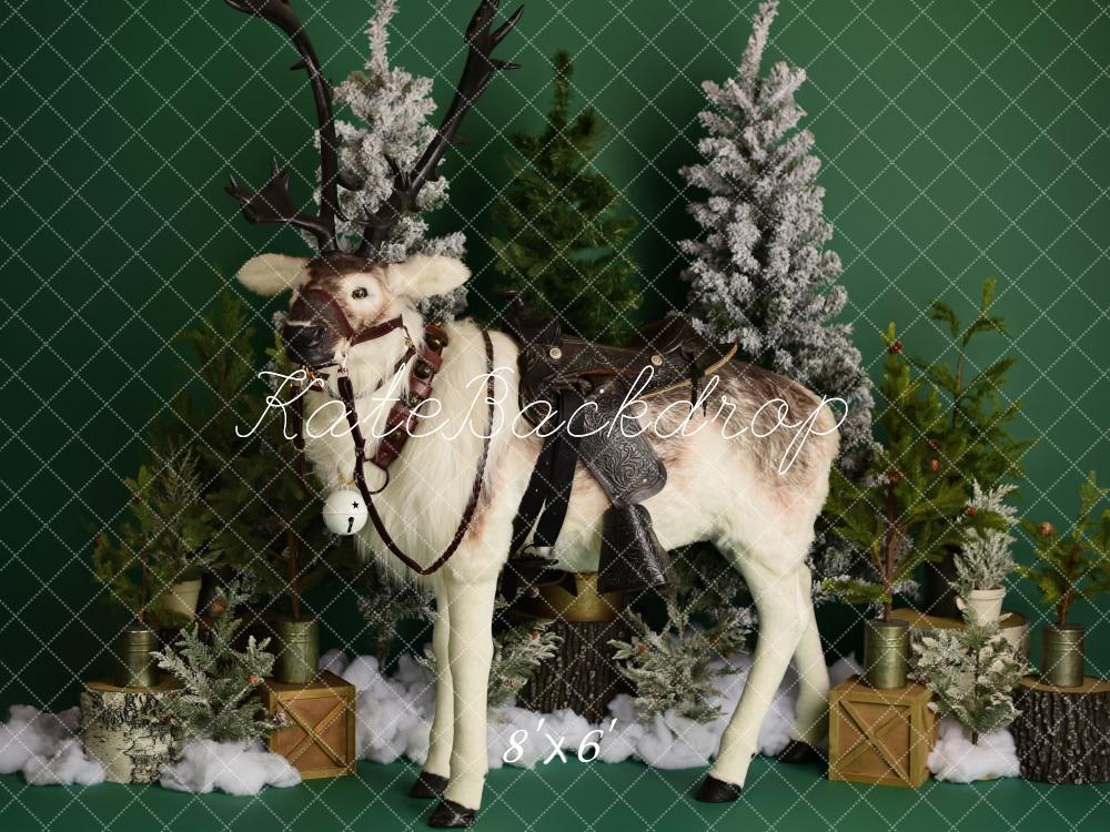 Kate Winter Reindeer on Green Backdrop Designed by Mandy Ringe Photography