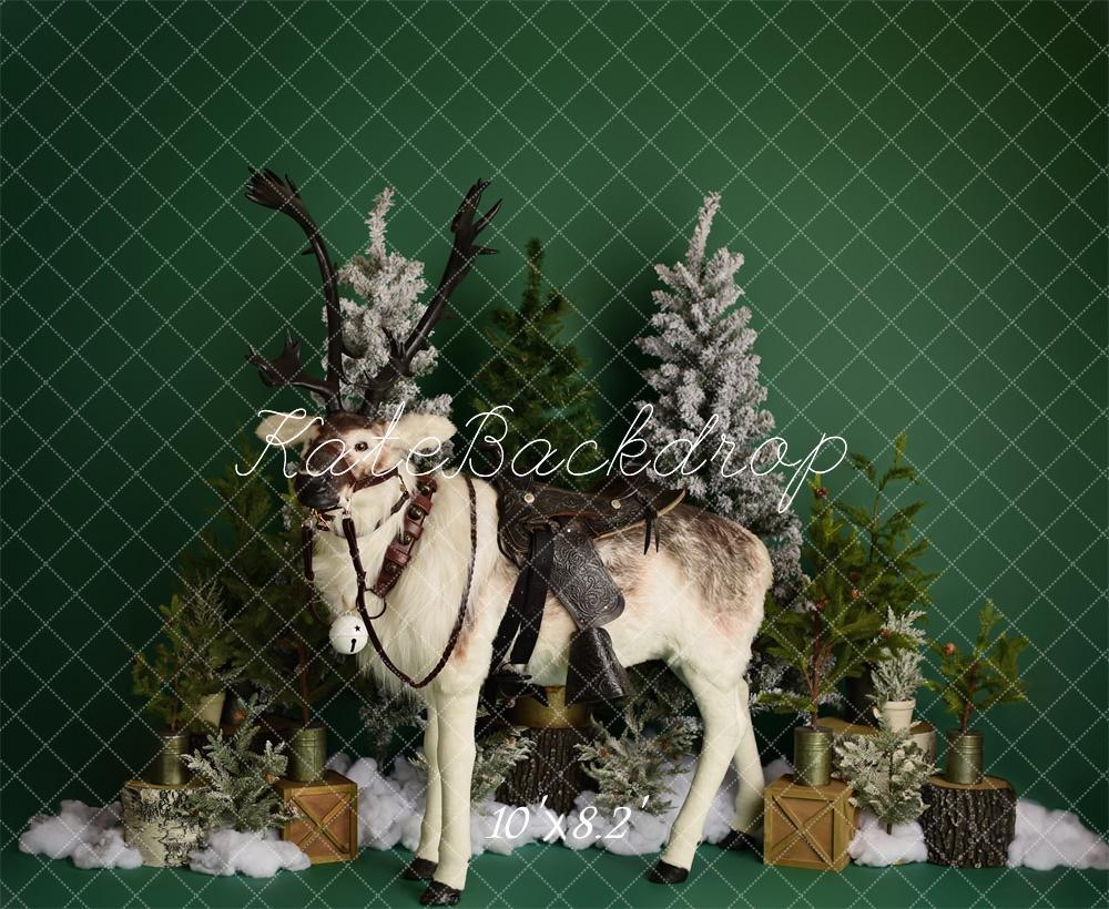 Kate Winter Reindeer on Green Backdrop Designed by Mandy Ringe Photography