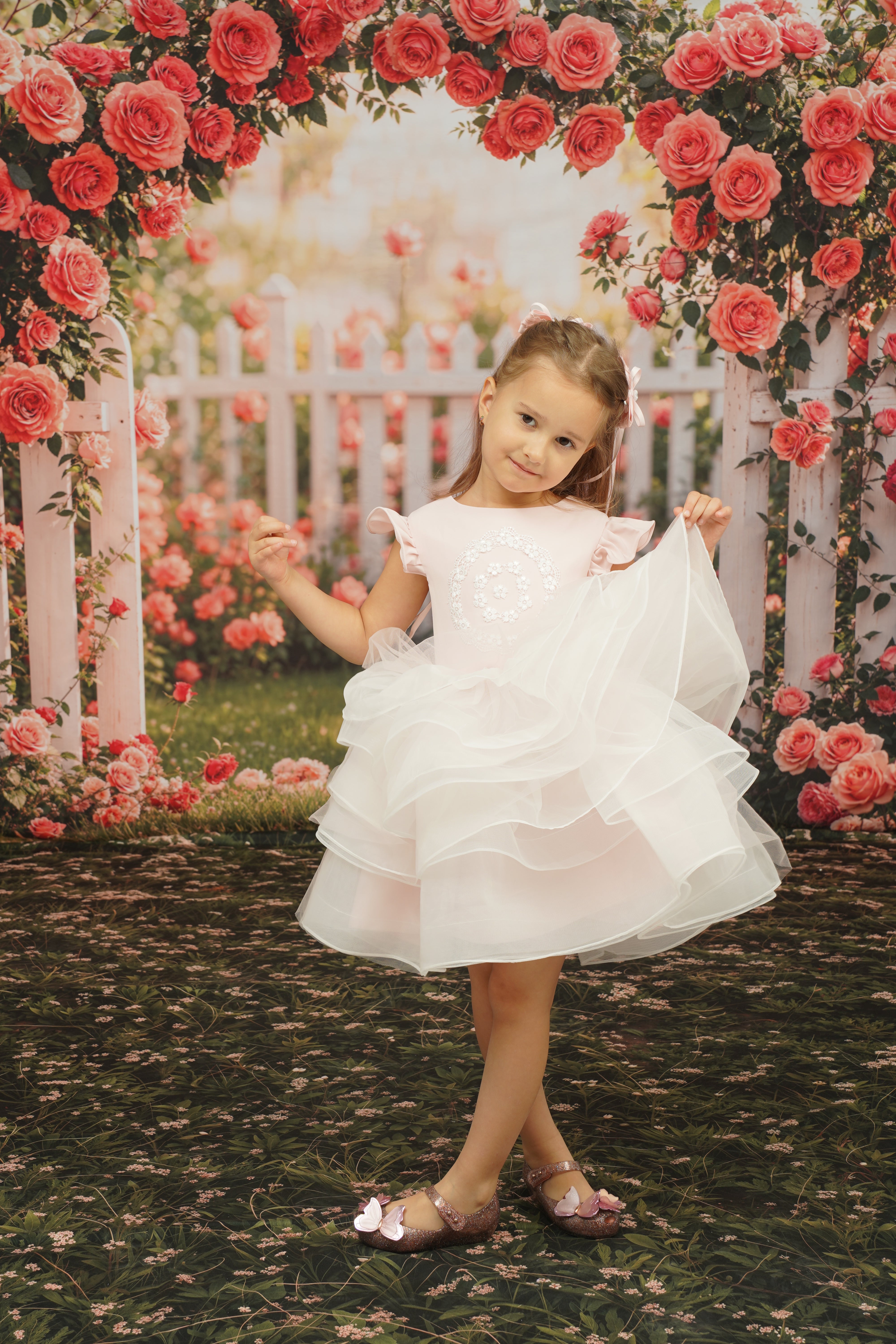 Kate Spring Flower Arch Backdrop Pink Rose Garden Designed by Emetselch