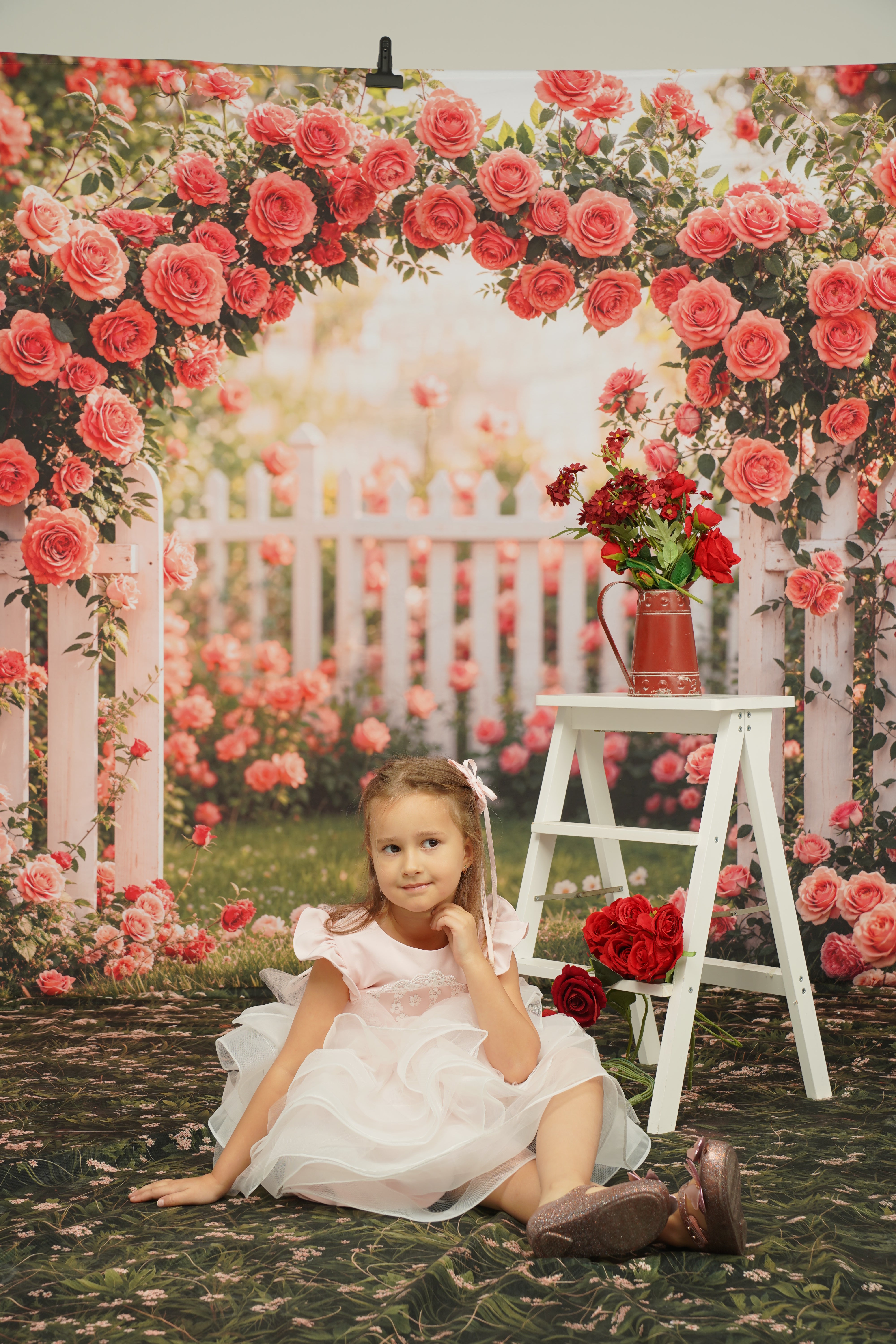 Kate Spring Flower Arch Backdrop Pink Rose Garden Designed by Emetselch