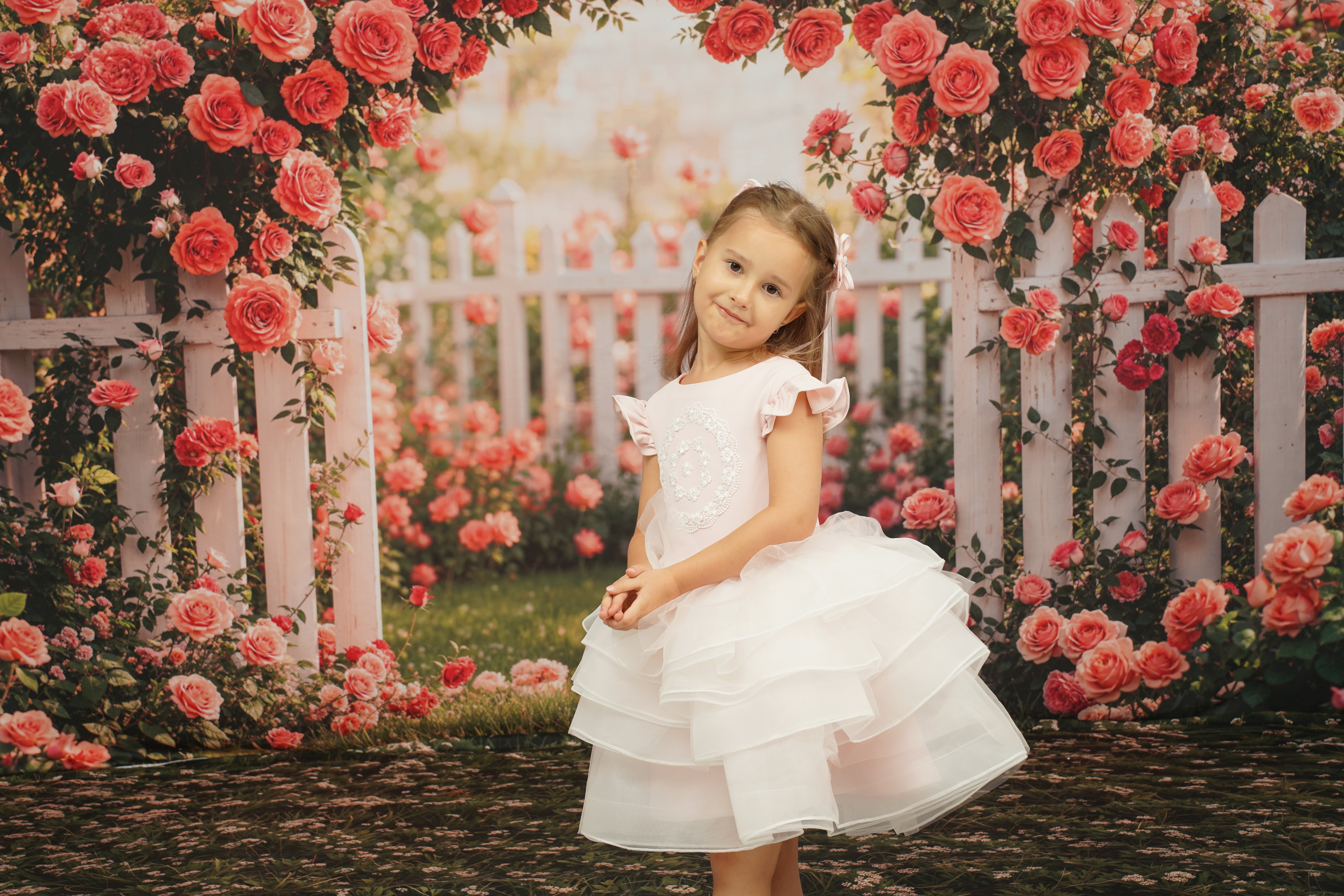 Kate Spring Flower Arch Backdrop Pink Rose Garden Designed by Emetselch