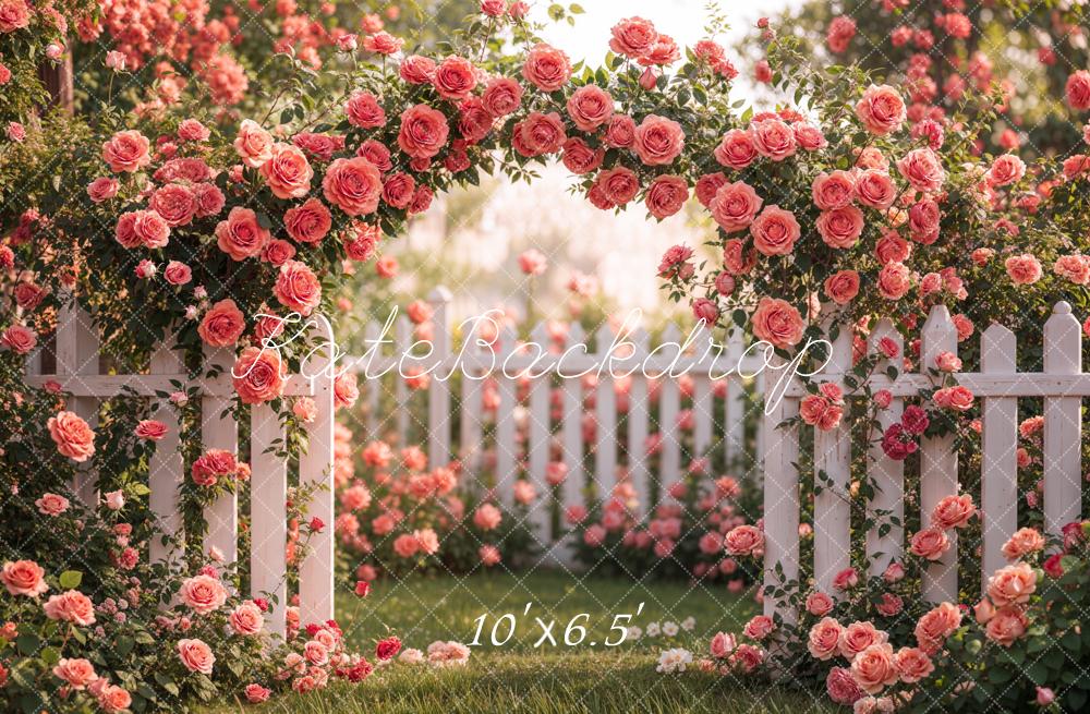 Kate Spring Flower Arch Backdrop Pink Rose Garden Designed by Emetselch