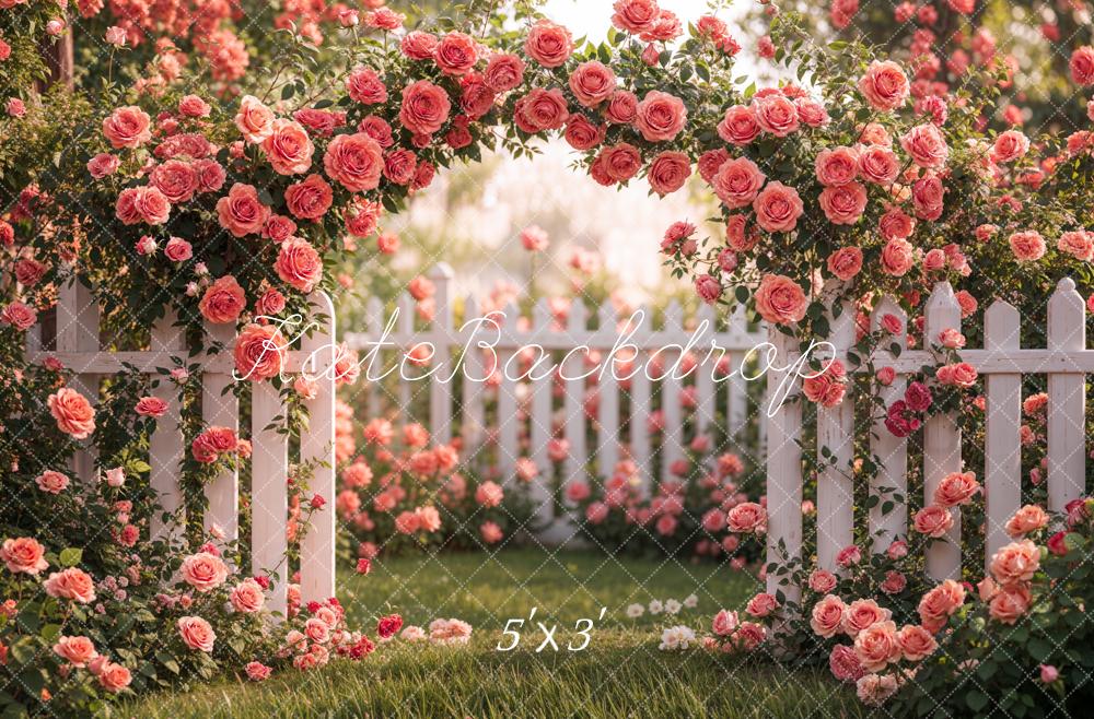 Kate Spring Flower Arch Backdrop Pink Rose Garden Designed by Emetselch