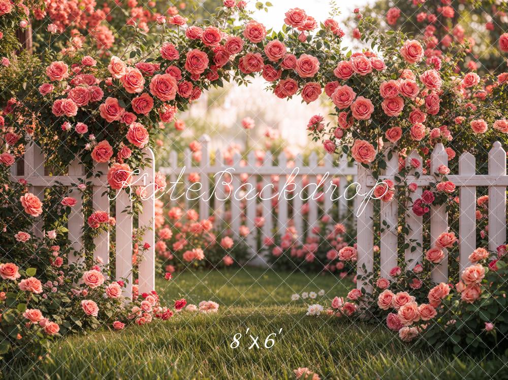 Kate Spring Flower Arch Backdrop Pink Rose Garden Designed by Emetselch