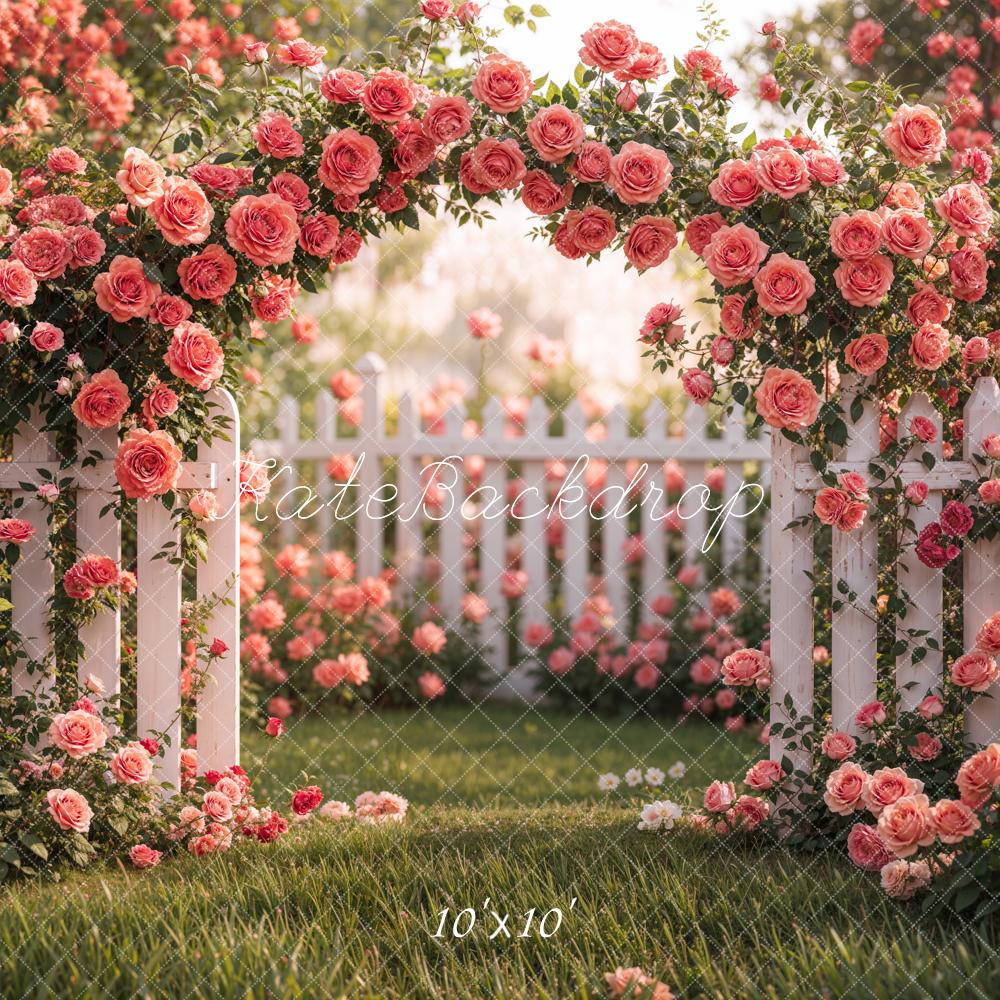 Kate Spring Flower Arch Backdrop Pink Rose Garden Designed by Emetselch