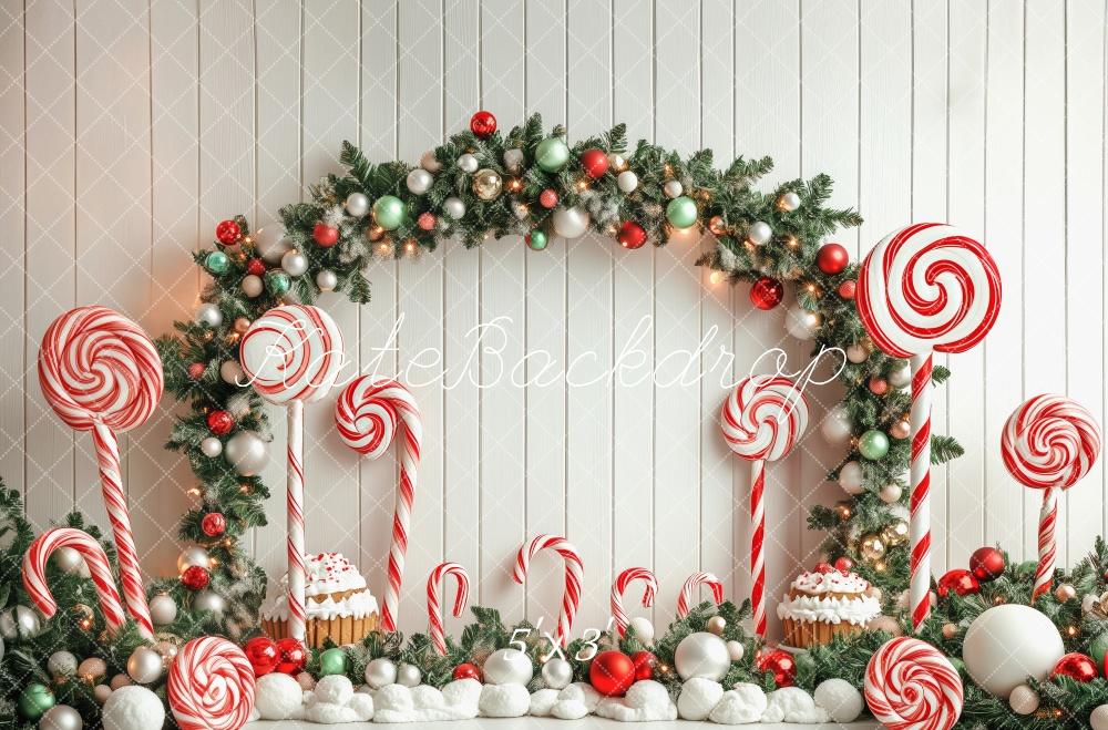 Kate Candy Cane Christmas Wonderland Backdrop Designed by Patty Robert