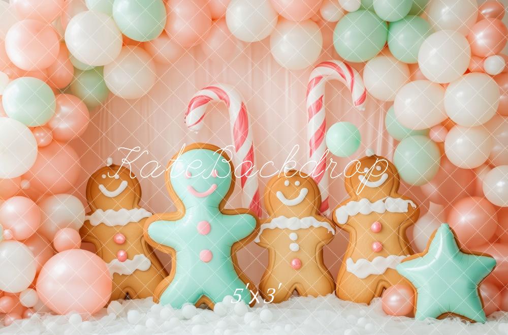 Kate Christmas Gingerbread Balloons Backdrop Designed by Patty Robert