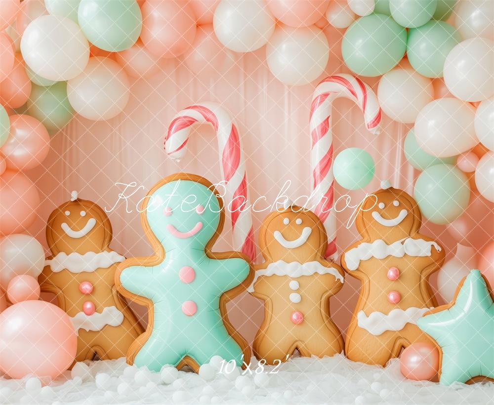 Kate Christmas Gingerbread Balloons Backdrop Designed by Patty Robert