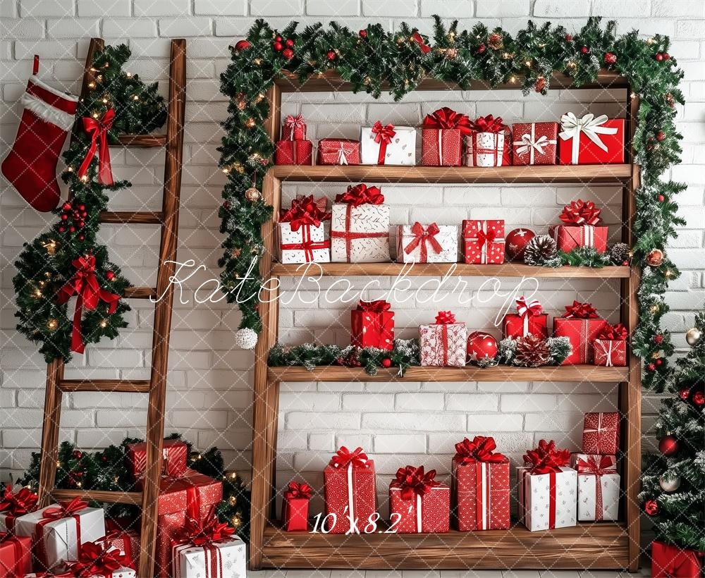 Kate Christmas Ladder Presents Backdrop Designed by Patty Robert