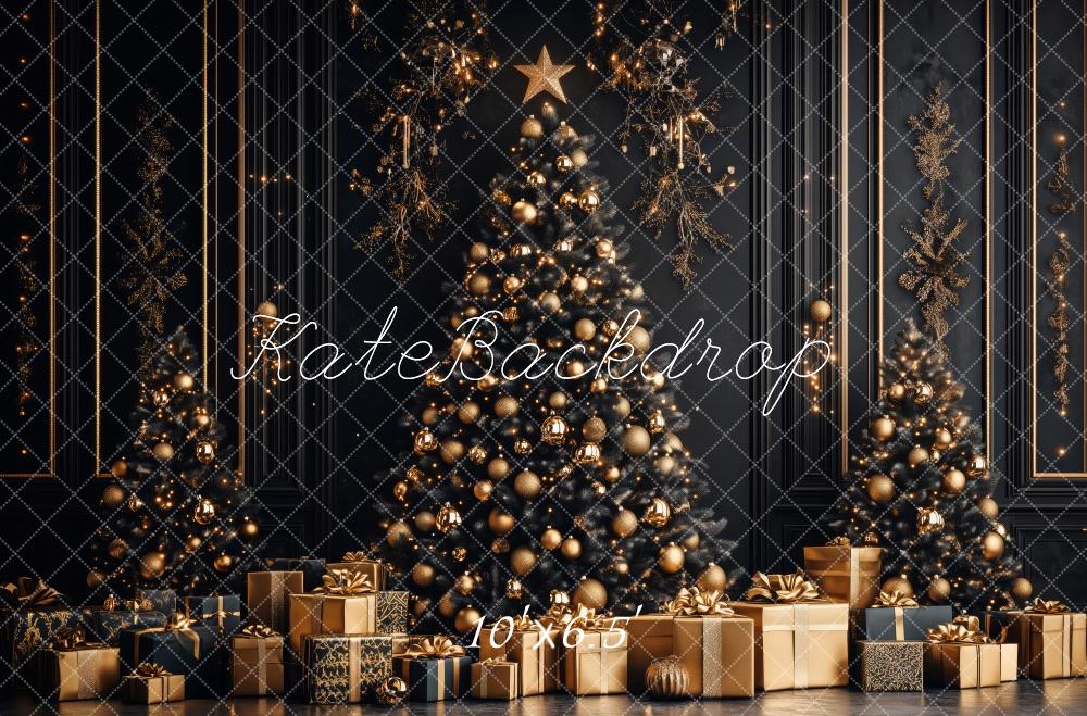 Kate Classic Black Gold Christmas Backdrop Designed by Patty Robert