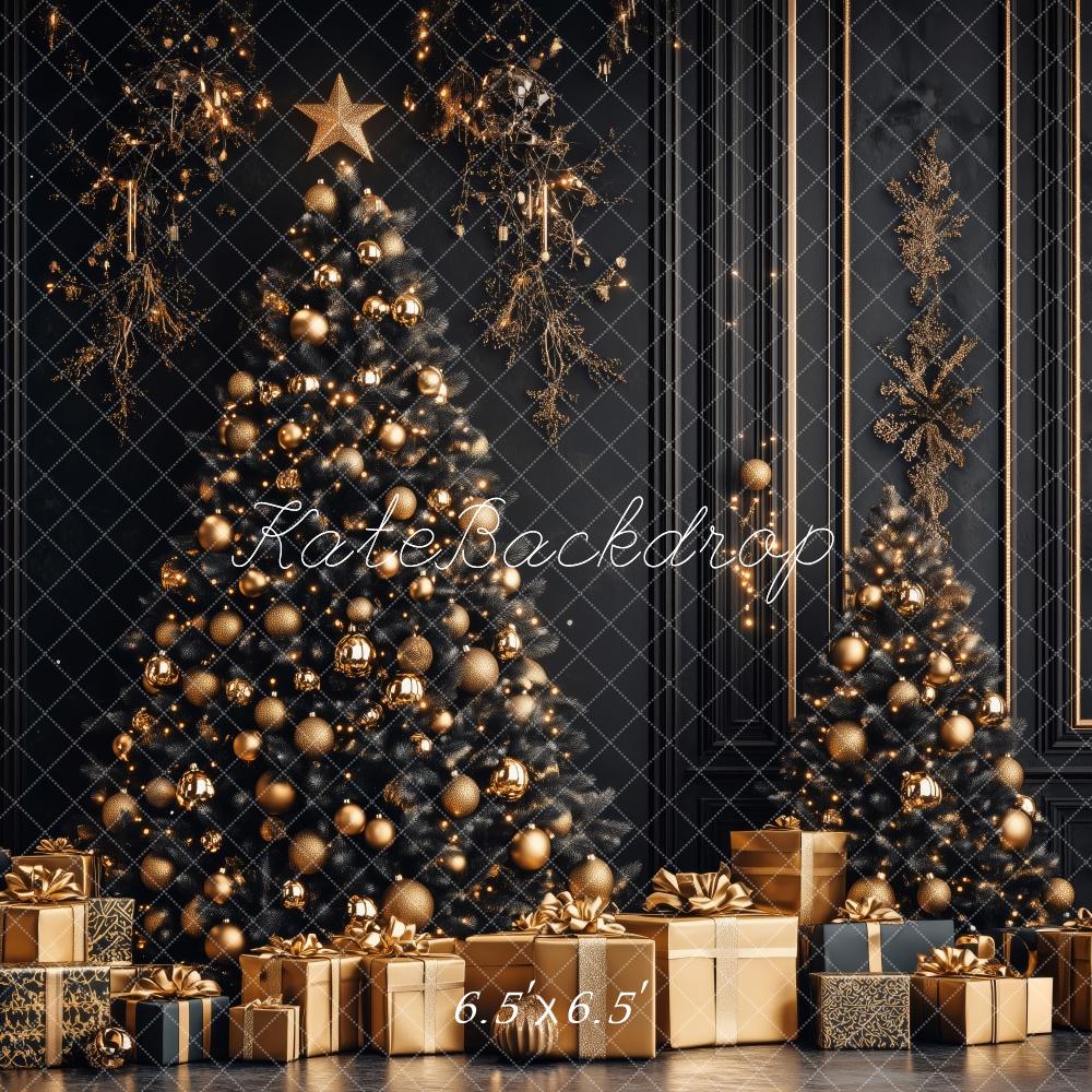 Kate Classic Black Gold Christmas Backdrop Designed by Patty Robert