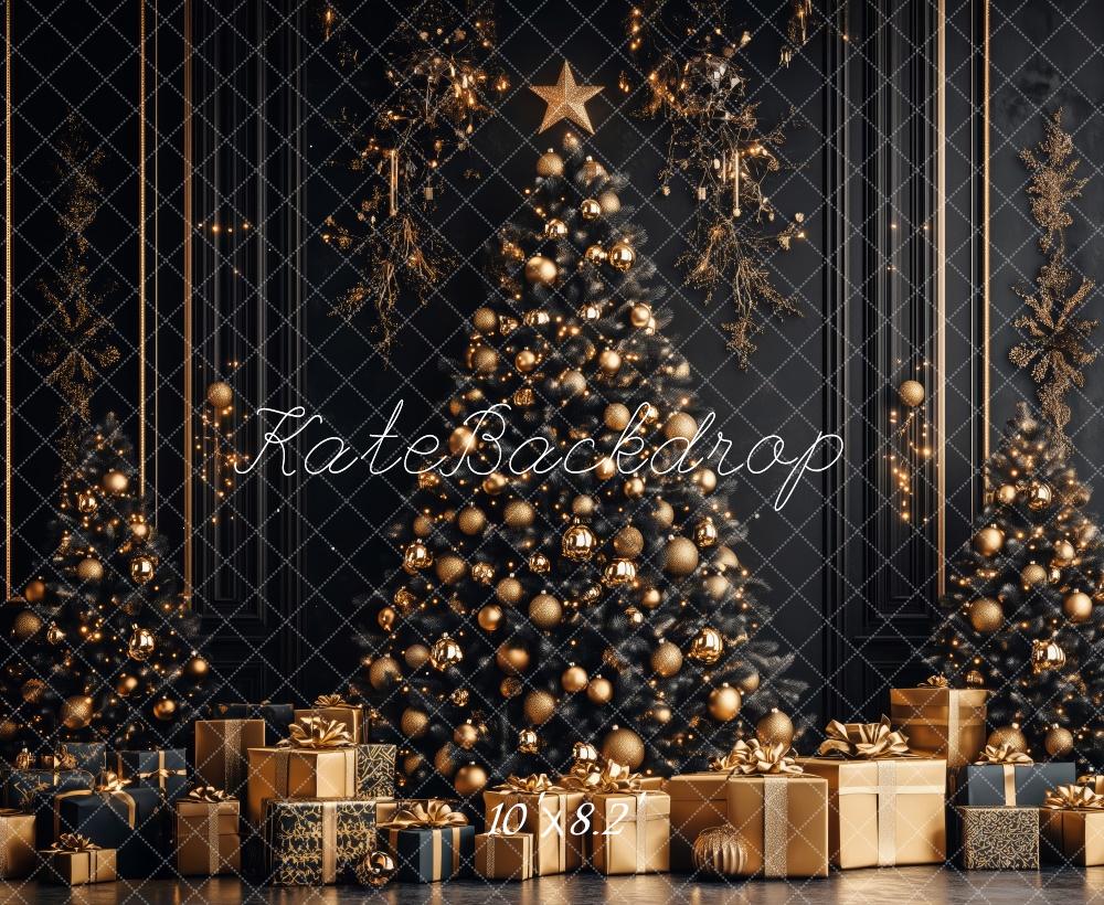 Kate Classic Black Gold Christmas Backdrop Designed by Patty Robert