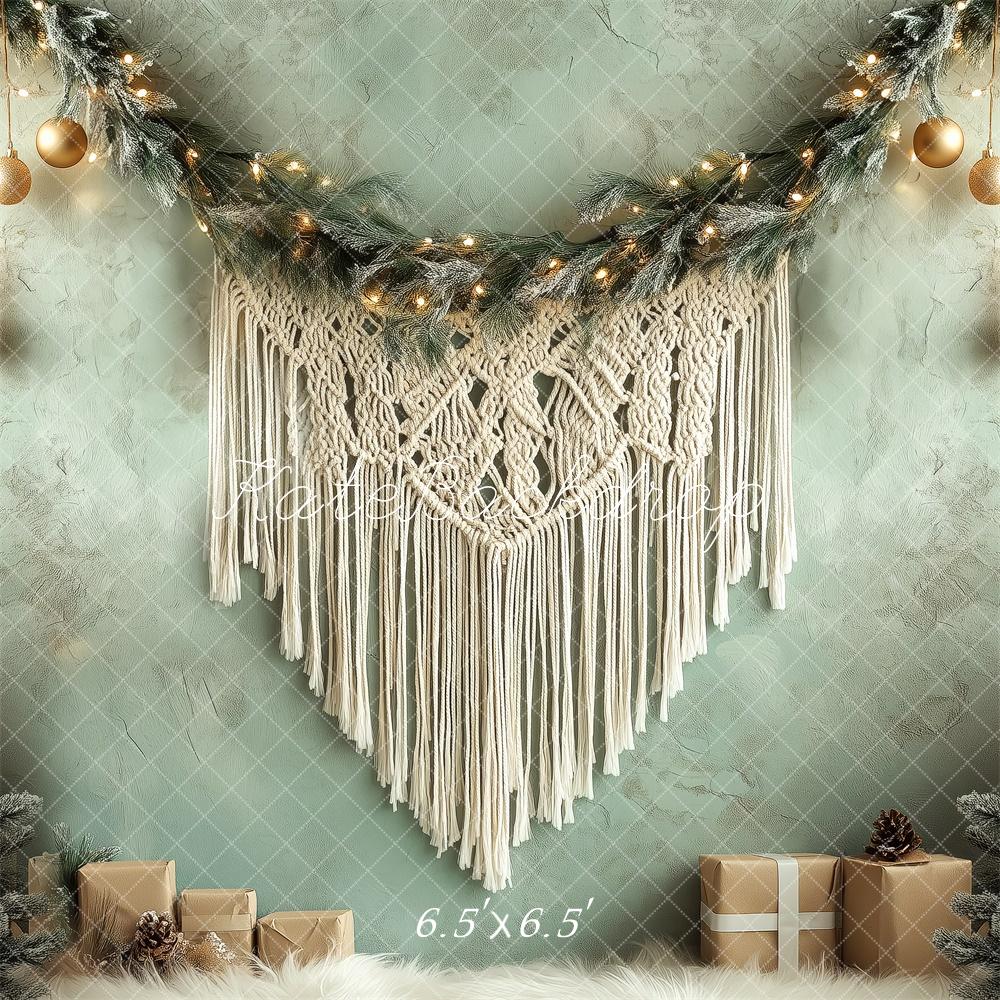 Kate Frosted Garland Macrame Christmas Backdrop Designed by Patty Robert