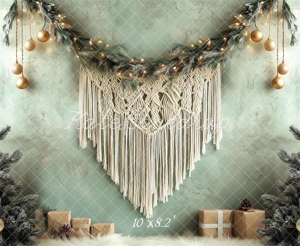 Kate Frosted Garland Macrame Christmas Backdrop Designed by Patty Robert