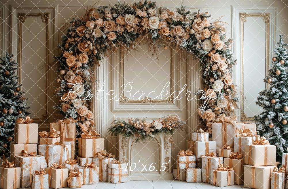 Kate Golden Rose Arch Christmas Gifts Backdrop Designed by Patty Robert