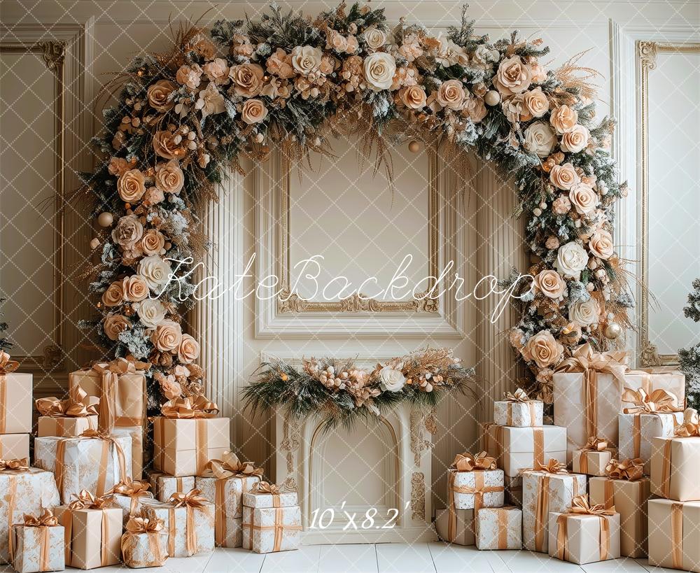 Kate Golden Rose Arch Christmas Gifts Backdrop Designed by Patty Robert