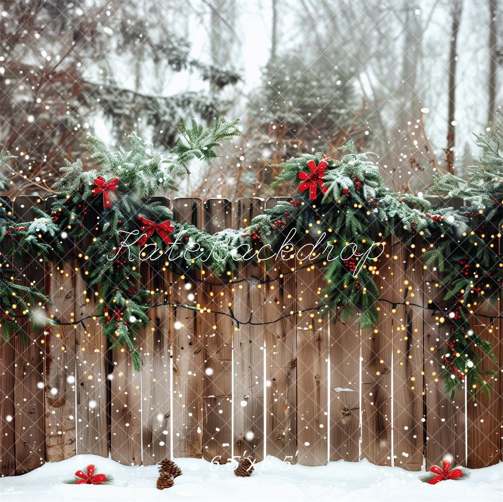 Kate Outside Christmas Fence Backdrop Designed by Patty Roberts