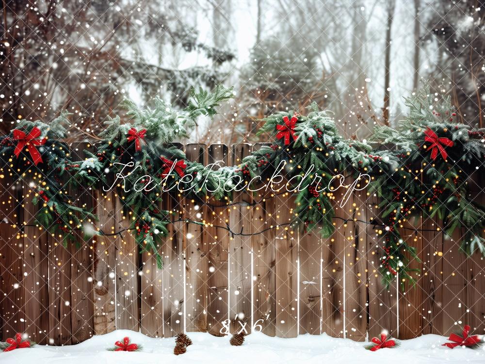 Kate Outside Christmas Fence Backdrop Designed by Patty Roberts