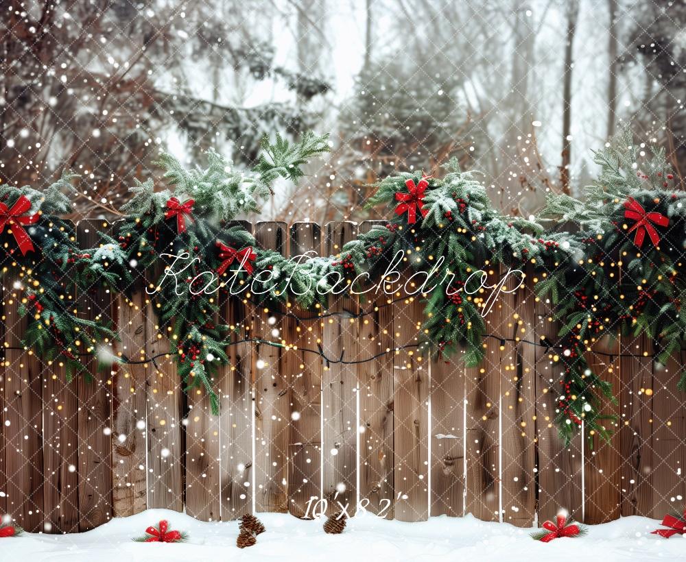 Kate Outside Christmas Fence Backdrop Designed by Patty Roberts