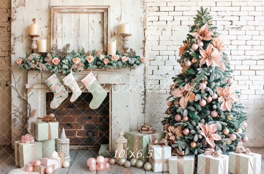 Kate Shabby Christmas Fireplace Backdrop Designed by Patty Roberts