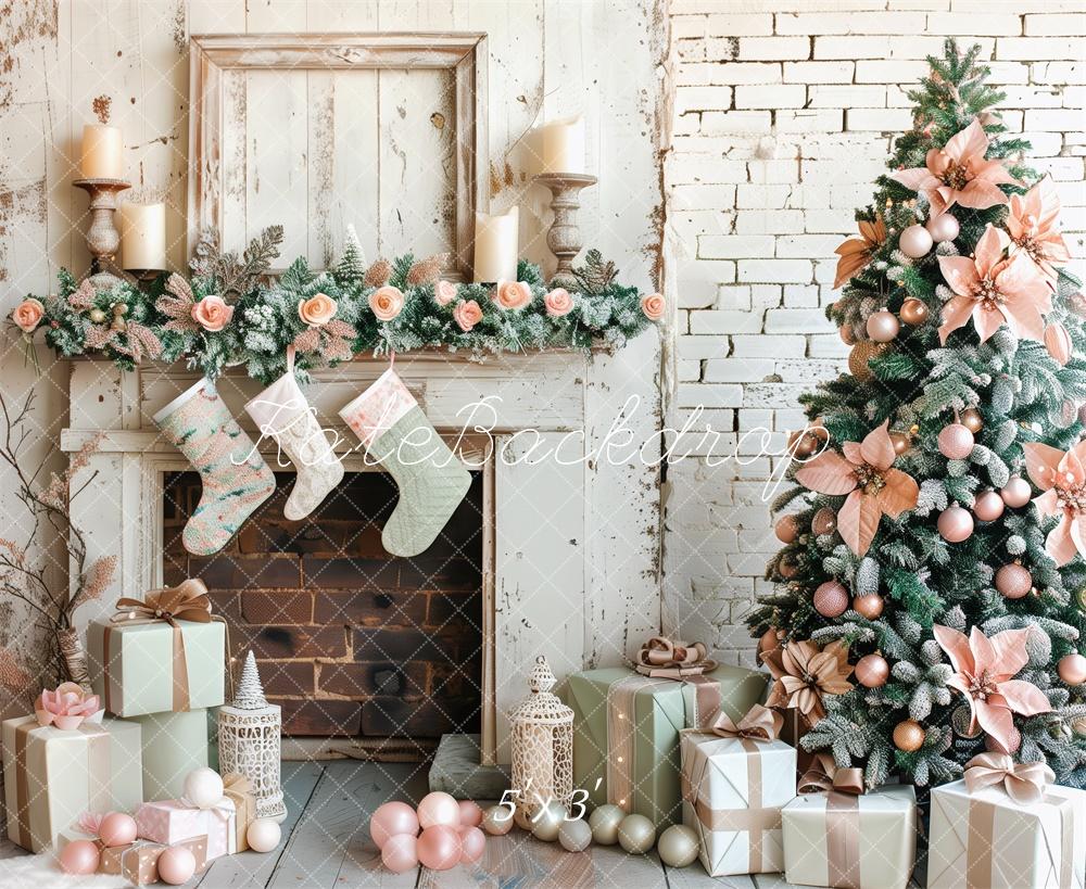 Kate Shabby Christmas Fireplace Backdrop Designed by Patty Roberts