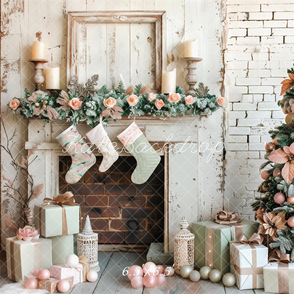 Kate Shabby Christmas Fireplace Backdrop Designed by Patty Roberts