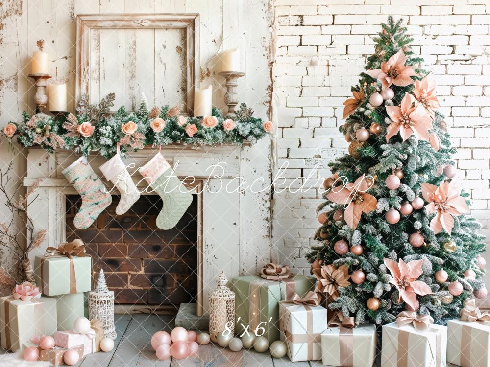 Kate Shabby Christmas Fireplace Backdrop Designed by Patty Roberts