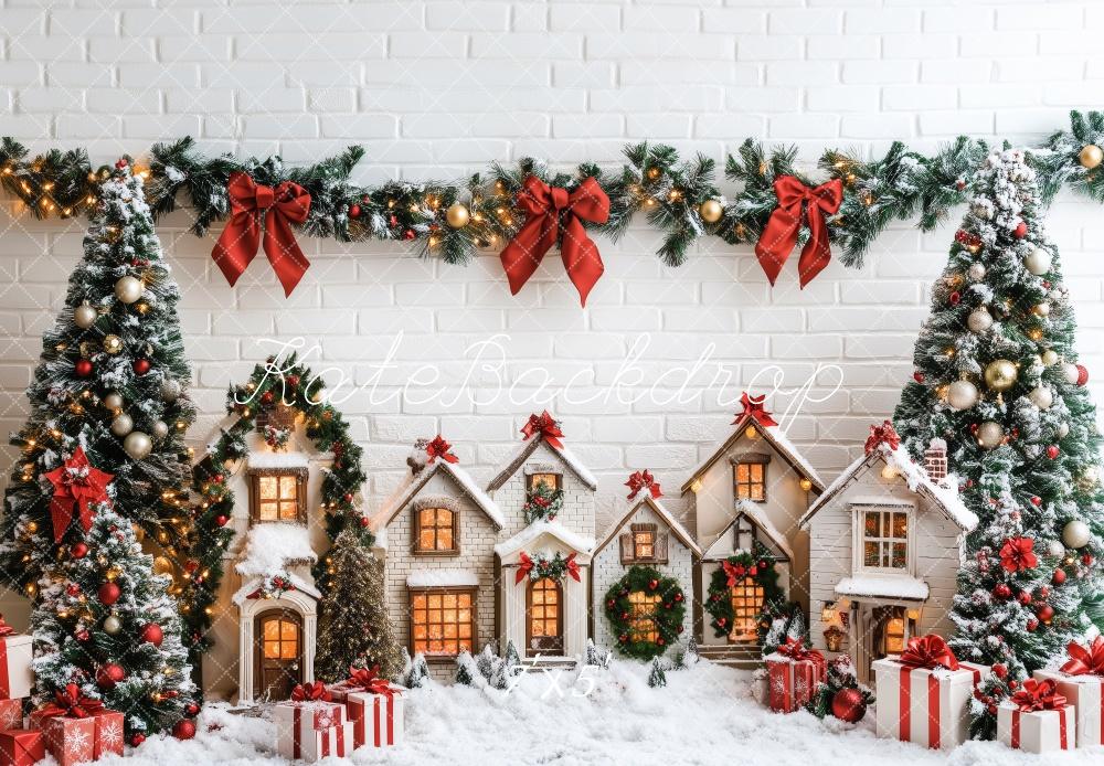 Kate Snowy Village Christmas Trees Backdrop Designed by Patty Roberts