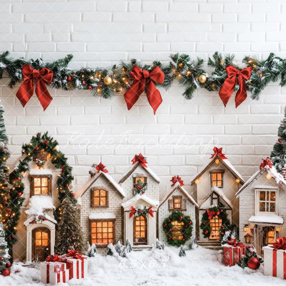 Kate Snowy Village Christmas Trees Backdrop Designed by Patty Roberts