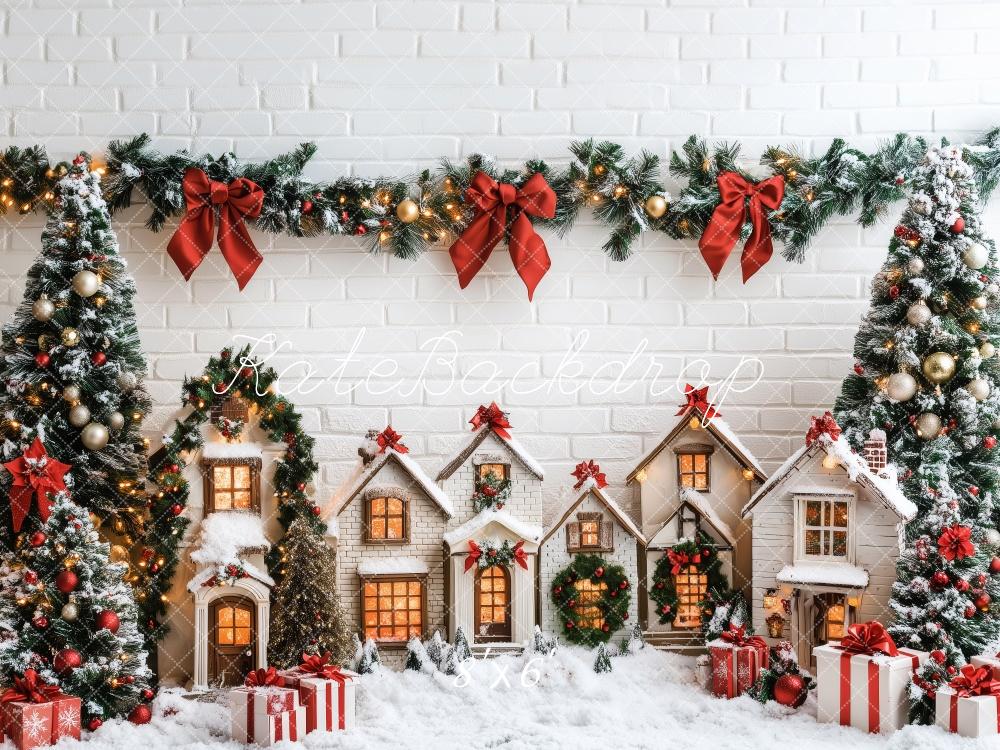 Kate Snowy Village Christmas Trees Backdrop Designed by Patty Roberts