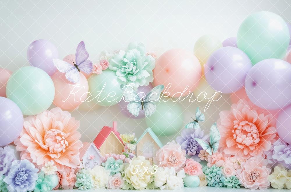 Kate Spring Pastel Butterflies Backdrop Designed by Patty Robert