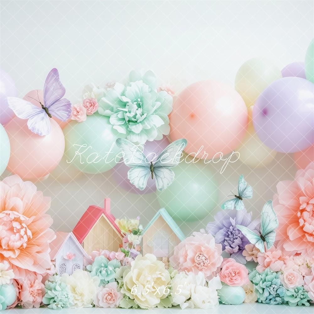 Kate Spring Pastel Butterflies Backdrop Designed by Patty Robert