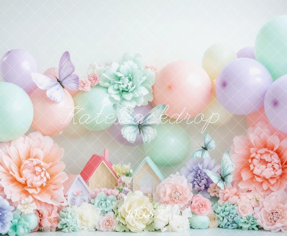 Kate Spring Pastel Butterflies Backdrop Designed by Patty Robert