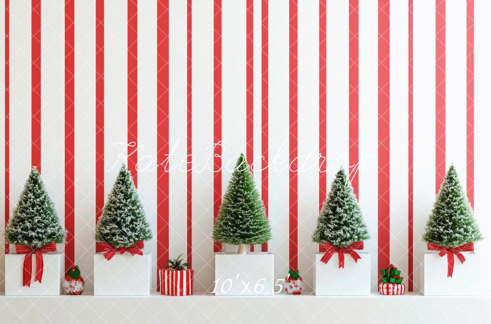 Kate Striped Wall Mini Christmas Trees Backdrop Designed by Patty Robert