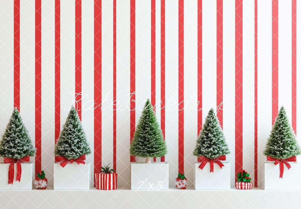 Kate Striped Wall Mini Christmas Trees Backdrop Designed by Patty Robert