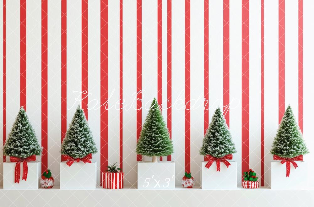 Kate Striped Wall Mini Christmas Trees Backdrop Designed by Patty Robert