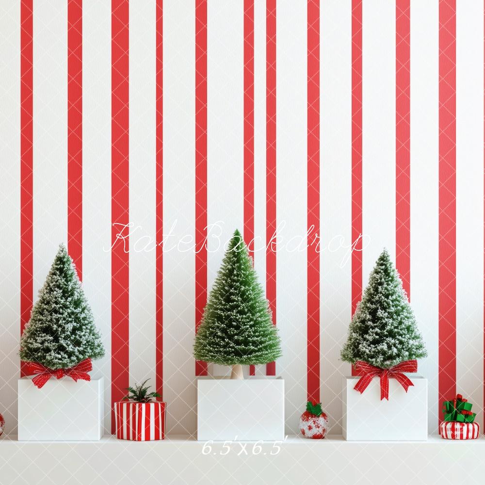 Kate Striped Wall Mini Christmas Trees Backdrop Designed by Patty Robert