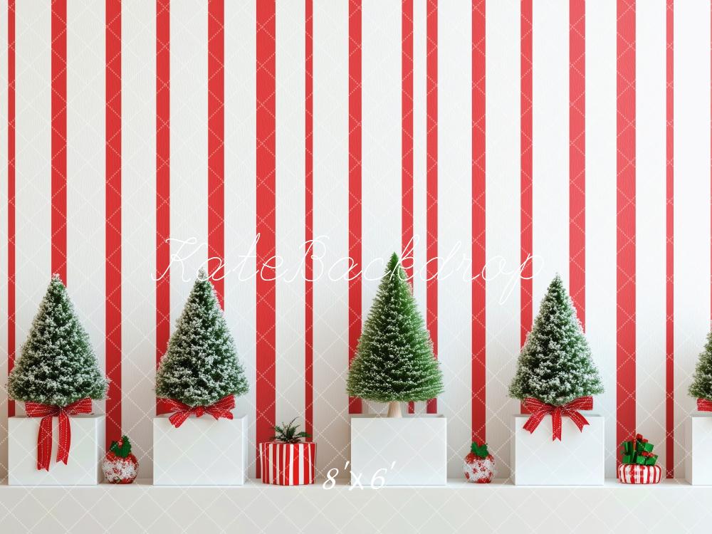 Kate Striped Wall Mini Christmas Trees Backdrop Designed by Patty Robert