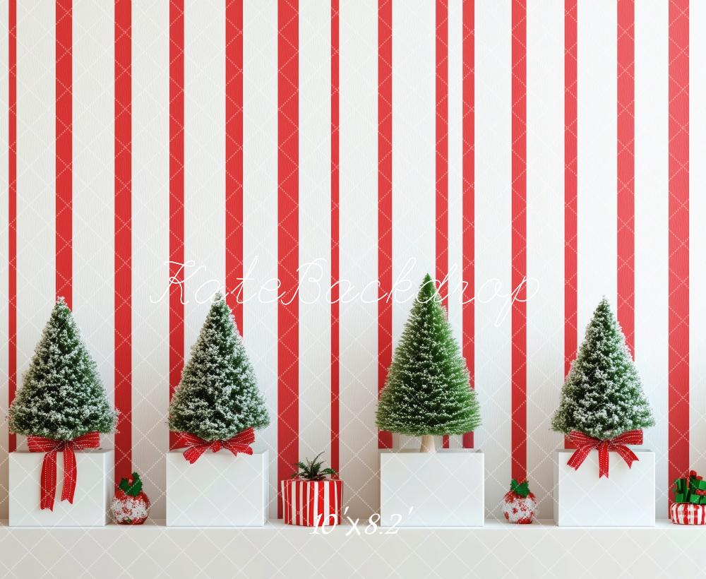 Kate Striped Wall Mini Christmas Trees Backdrop Designed by Patty Robert