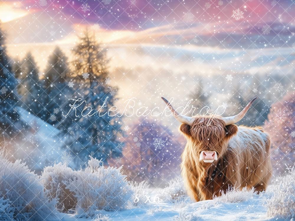 Kate Winter Highland Cow Backdrop Designed by Patty Robert