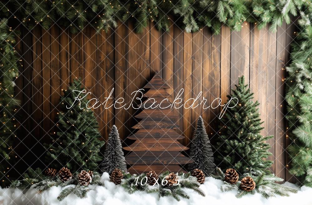 Kate Wooden Christmas Tree Pinecones Backdrop Designed by Patty Robert