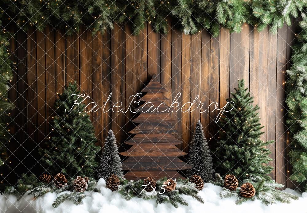 Kate Wooden Christmas Tree Pinecones Backdrop Designed by Patty Robert