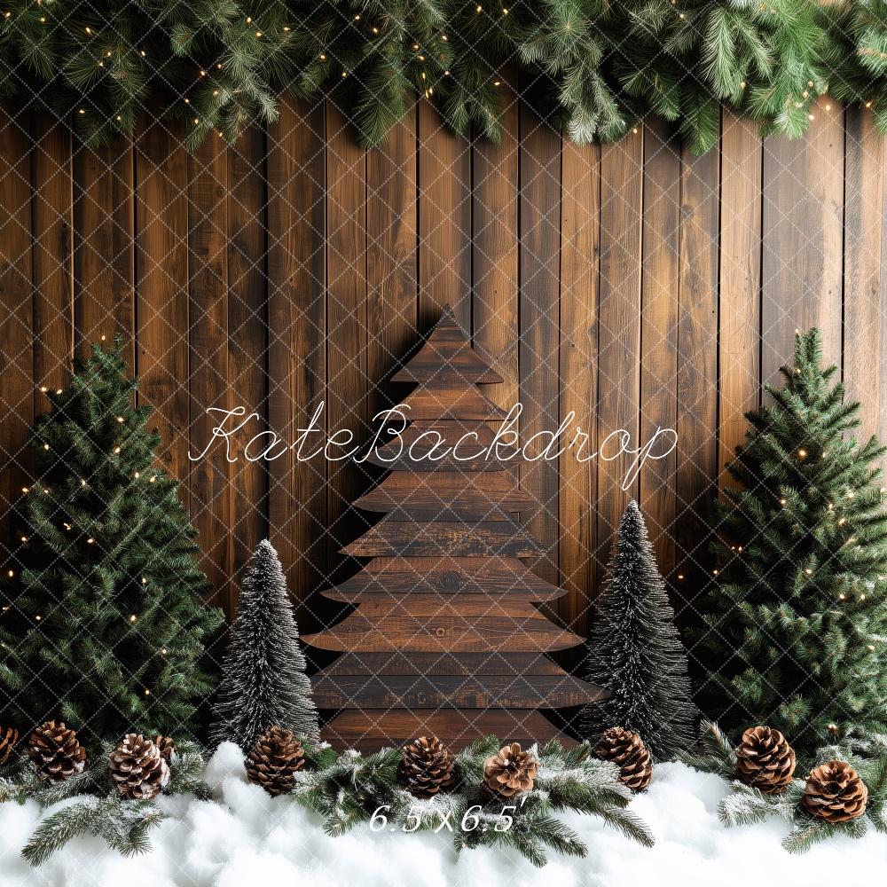 Kate Wooden Christmas Tree Pinecones Backdrop Designed by Patty Robert