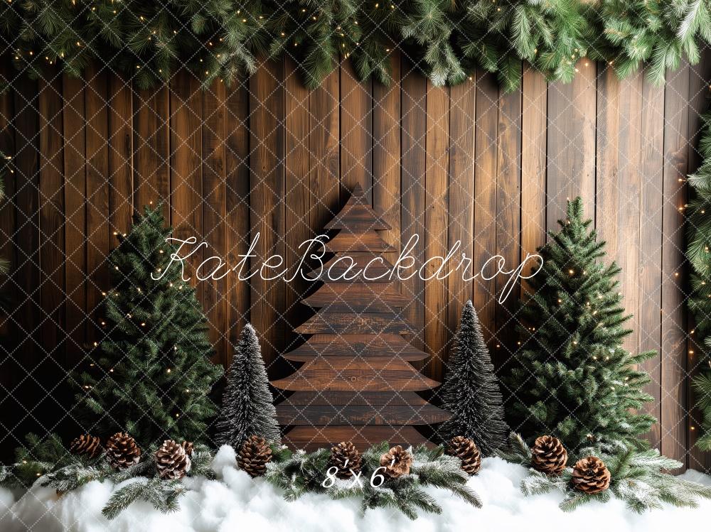 Kate Wooden Christmas Tree Pinecones Backdrop Designed by Patty Robert