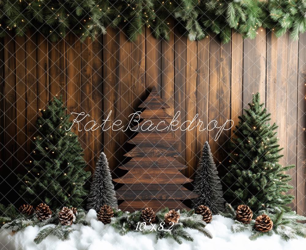 Kate Wooden Christmas Tree Pinecones Backdrop Designed by Patty Robert