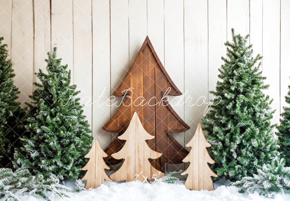 Kate Wooden Christmas Trees Snow Backdrop Designed by Patty Robert