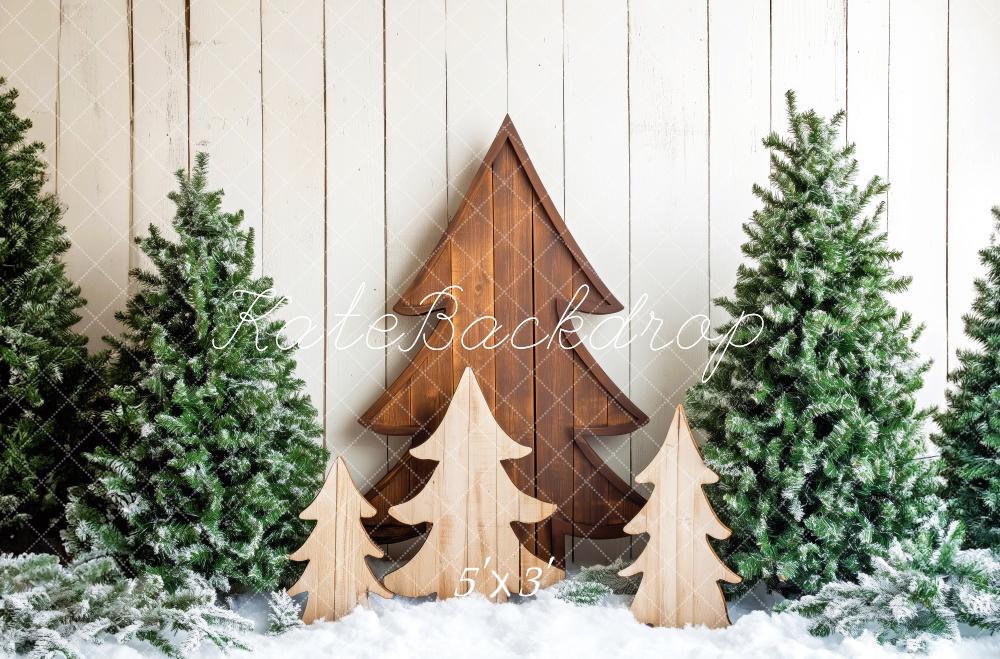 Kate Wooden Christmas Trees Snow Backdrop Designed by Patty Robert