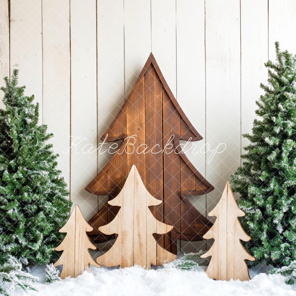 Kate Wooden Christmas Trees Snow Backdrop Designed by Patty Robert