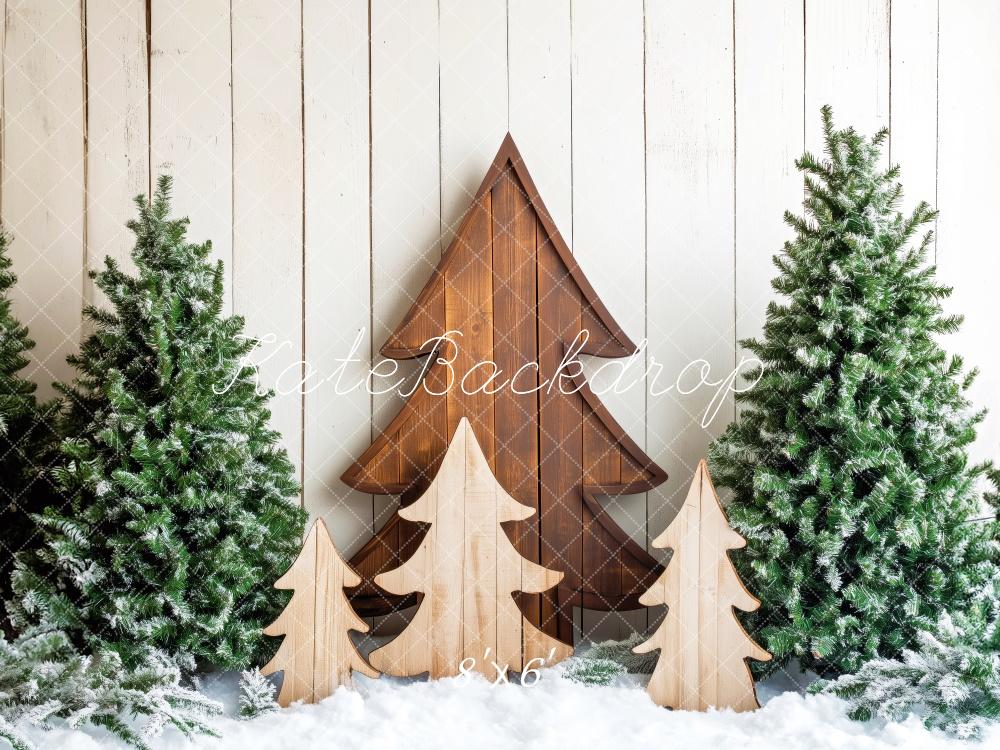 Kate Wooden Christmas Trees Snow Backdrop Designed by Patty Robert